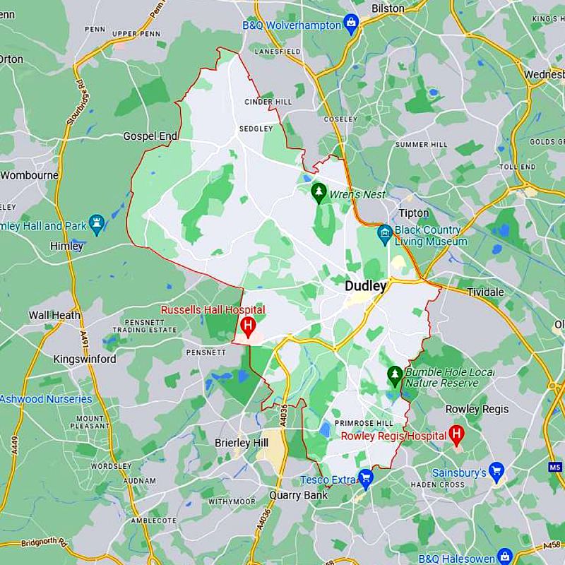 landscaping supplies dudley map