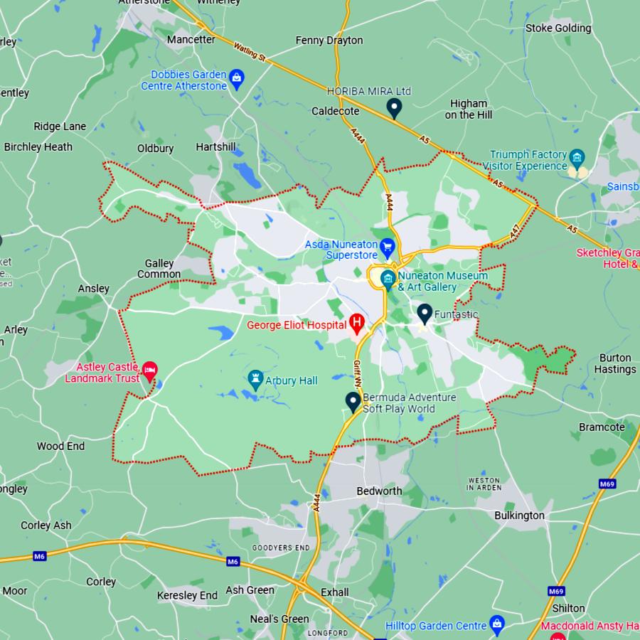 landscaping supplies nuneaton map