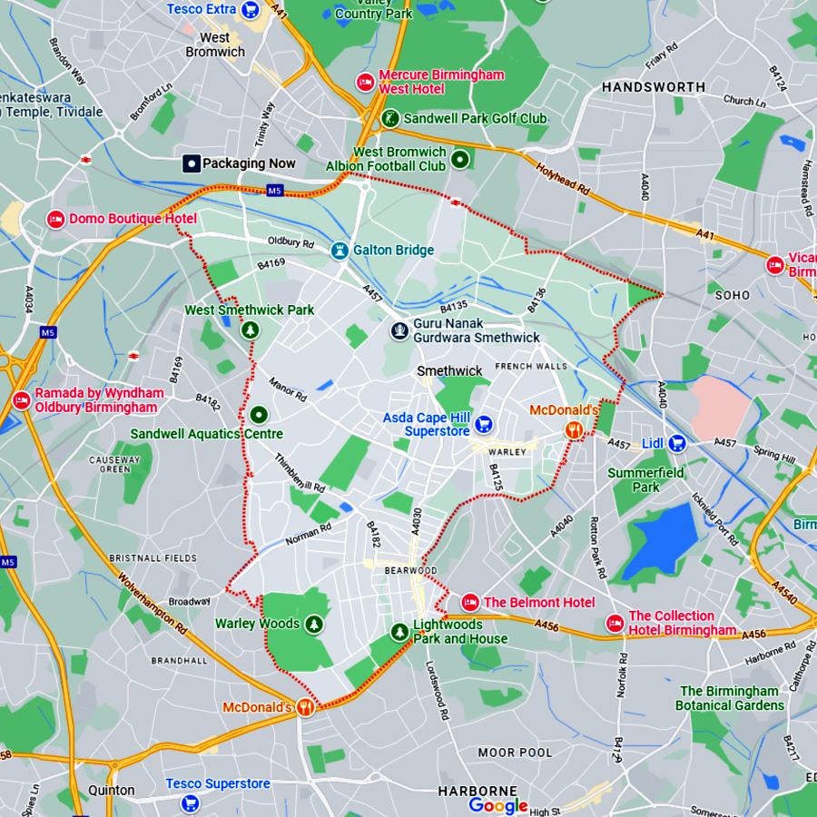 landscaping supplues smethwick map