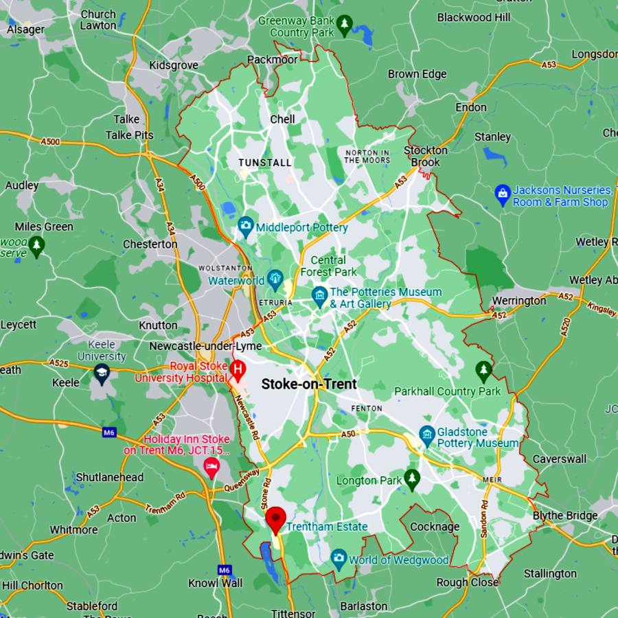 landscaping supplies stoke on trent map